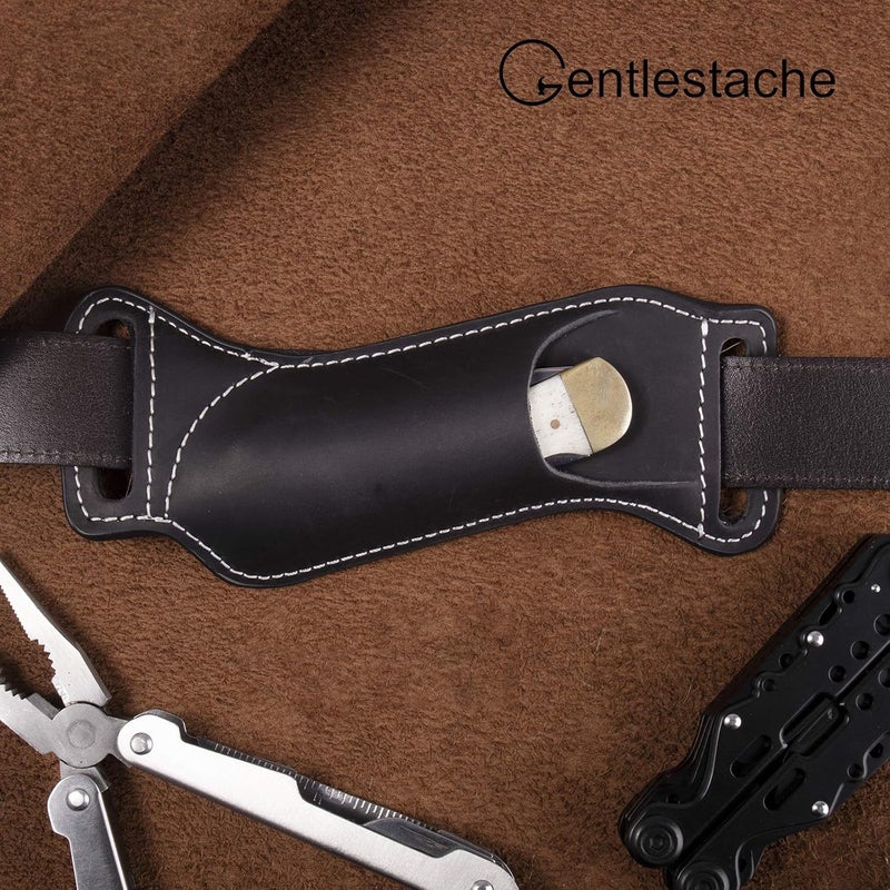 Gentlestache Leather Knife Sheaths for Belt, Knife Holster, Pocket Knife Sheath, EDC Leather Sheath for Folding Knife Carrier - Image 4